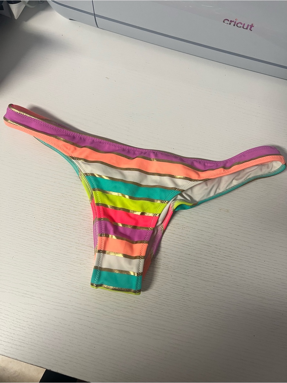 Victoria's Secret Neon Multicolor Striped Bikini Bottom